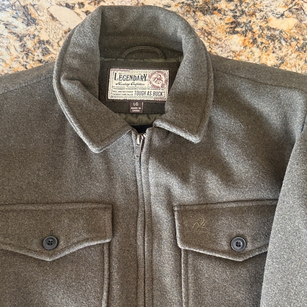 Men's Tough as Buck Outdoorsman Berber Lined Wool Jacket dark green size large